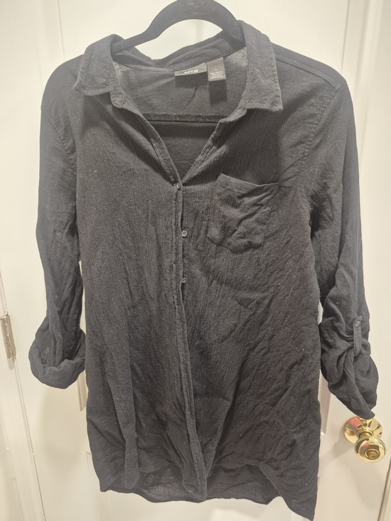 Apt. 9 Tops - Apt. 9 Black Textured Casual Button-Down Shirt